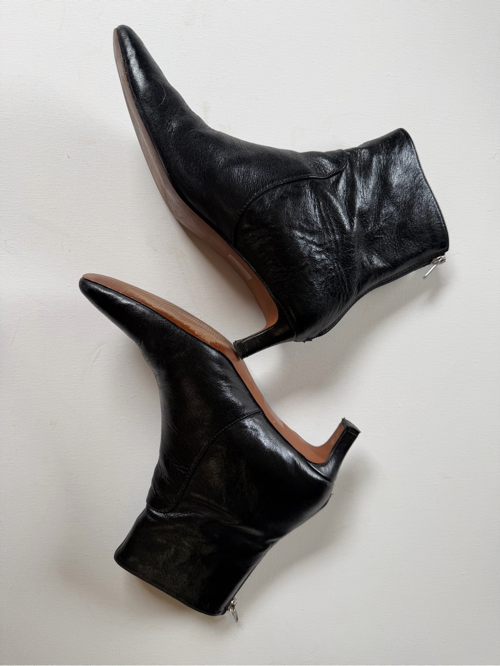Madewell The Dimes Black Leather Kitten Heel Boots 7 - Picture 4 of 8